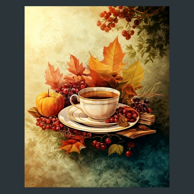 Autumn Tea 38 Metal Wall Art and Desktop Mouse Pad by X2Metal