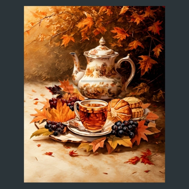 Autumn Tea 40 Metal Wall Art and Desktop Mouse Pad by X2Metal