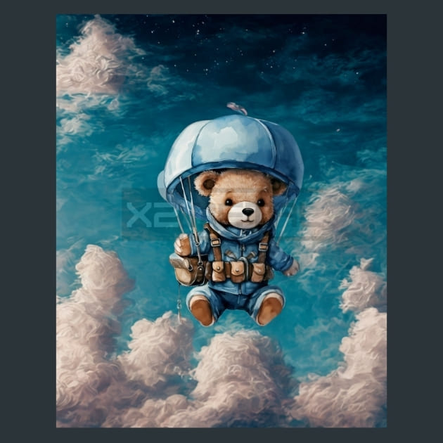 Aviator Teddy Bear 16 Metal Wall Art and Desktop Mouse Pad by X2Metal