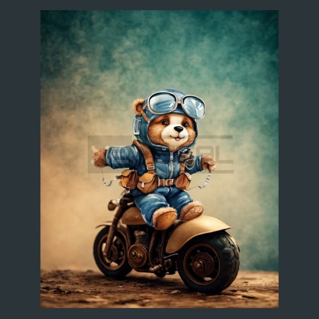 Aviator Teddy Bear 23 Metal Wall Art and Desktop Mouse Pad by X2Metal