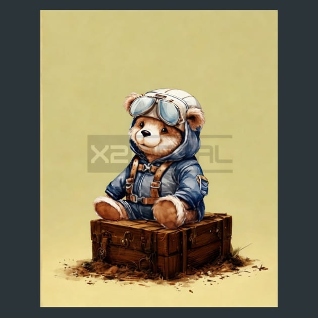 Aviator Teddy Bear 24 Metal Wall Art and Desktop Mouse Pad by X2Metal