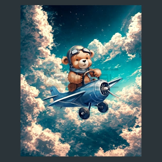 Aviator Teddy Bear 6 Metal Wall Art and Desktop Mouse Pad by X2Metal