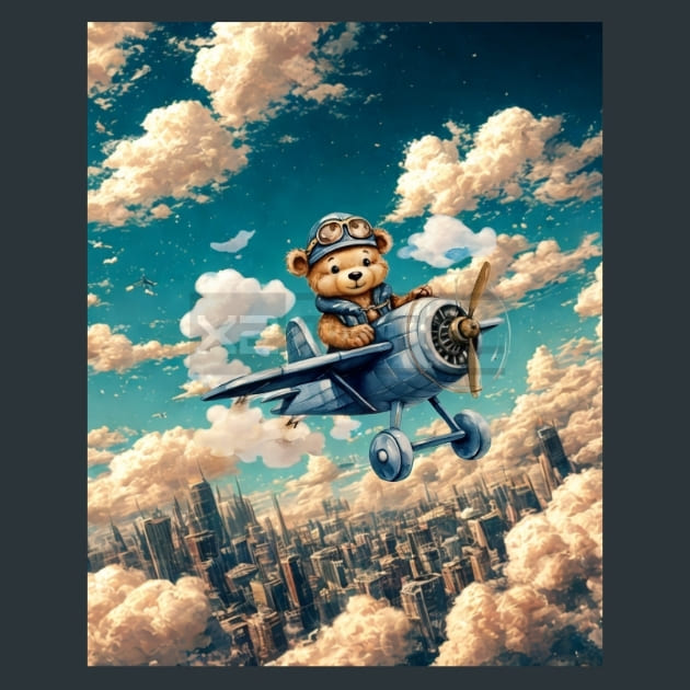 Aviator Teddy Bear 9 – Metal Print &amp; Mouse Pad | ChromaLuxe | Made in Iowa USA