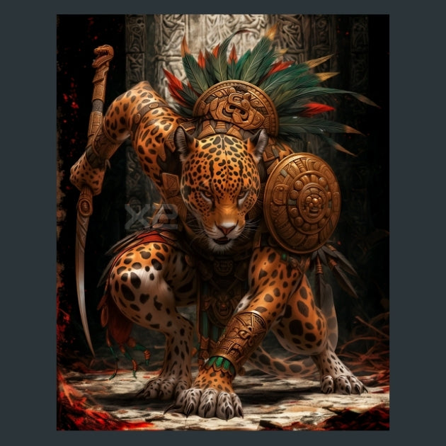 Aztec Jaguar Warriors - Alpha Animals Metal Wall Art and Desktop Mouse Pad by X2Metal