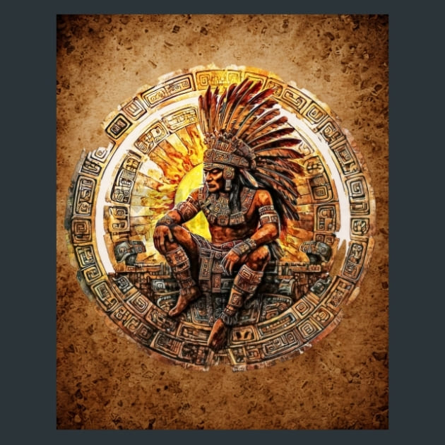 Aztec Maya Cosmos 4 Metal Wall Art and Desktop Mouse Pad by X2Metal