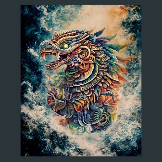 Aztec Quetzalcoatl Metal Wall Art and Desktop Mouse Pad by X2Metal
