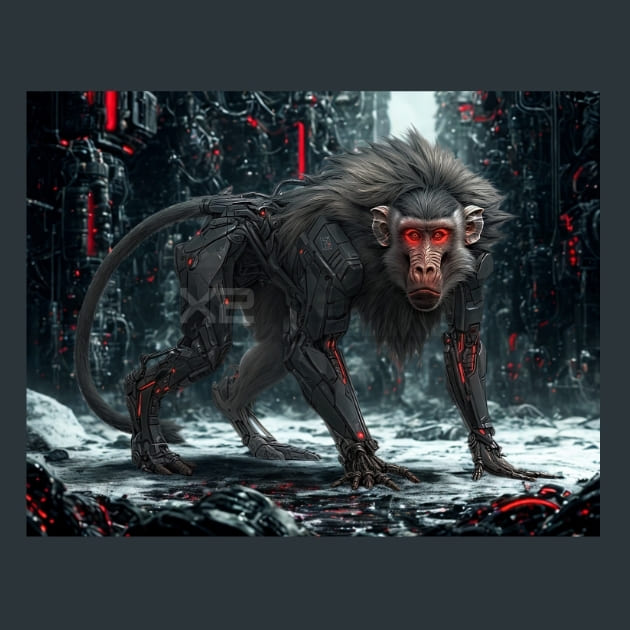 Baboon Mechanimals Metal Wall Art and Desktop Mouse Pad by X2Metal