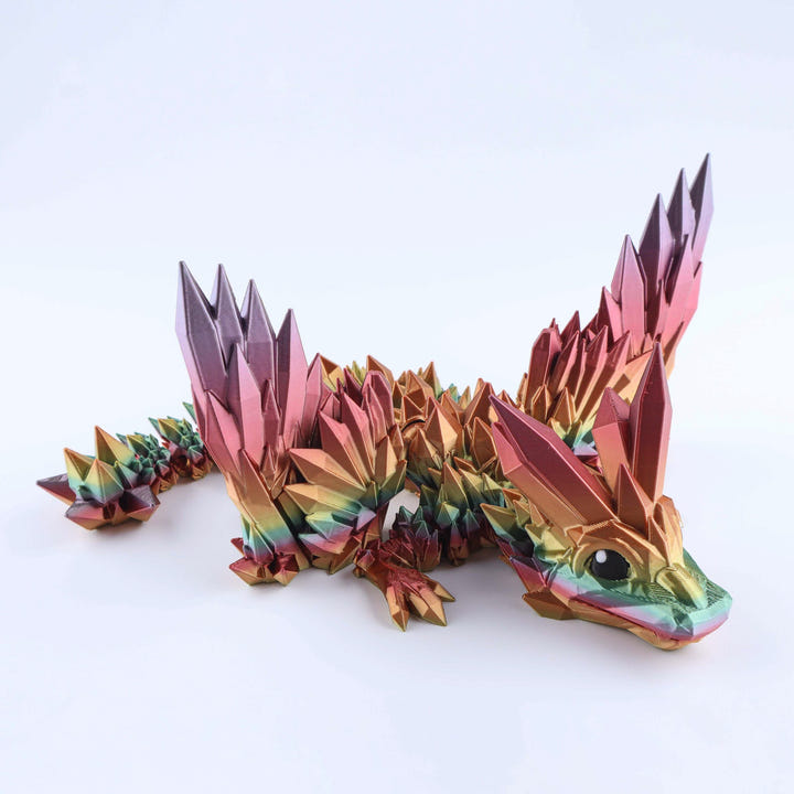 Colorful dragon-like creature model on a white background