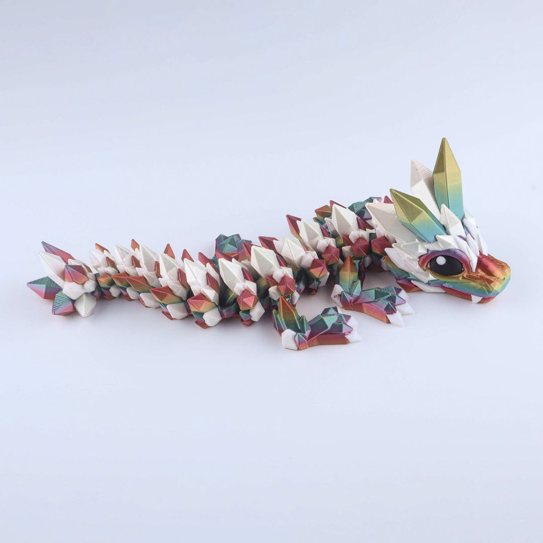 Colorful dragon toy with a white background