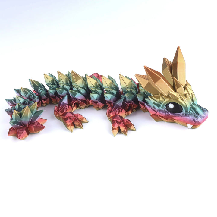 Colorful dragon toy figure on a white background