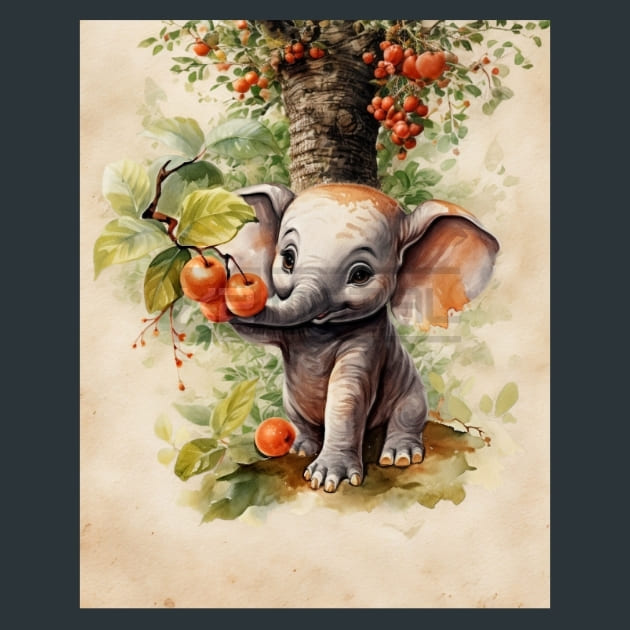 Baby Elephant 10 Metal Wall Art and Desktop Mouse Pad by X2Metal