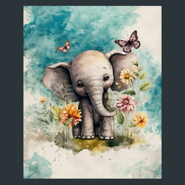Baby Elephant 11 Metal Wall Art and Desktop Mouse Pad by X2Metal