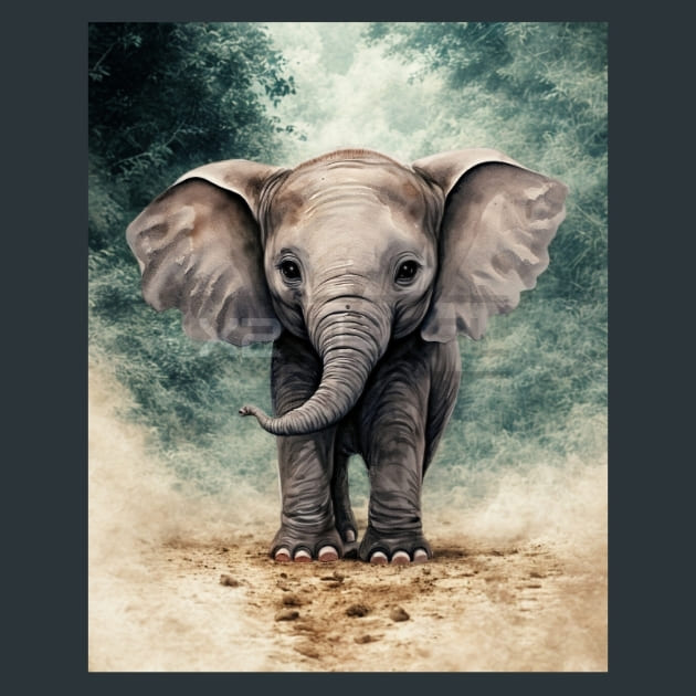 Baby Elephant 14 Metal Wall Art and Desktop Mouse Pad by X2Metal