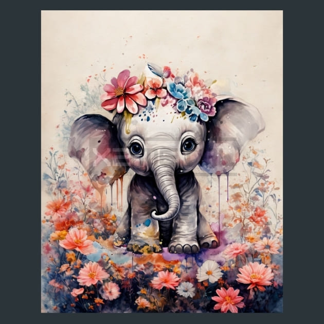 Baby Elephant 21 Metal Wall Art and Desktop Mouse Pad by X2Metal