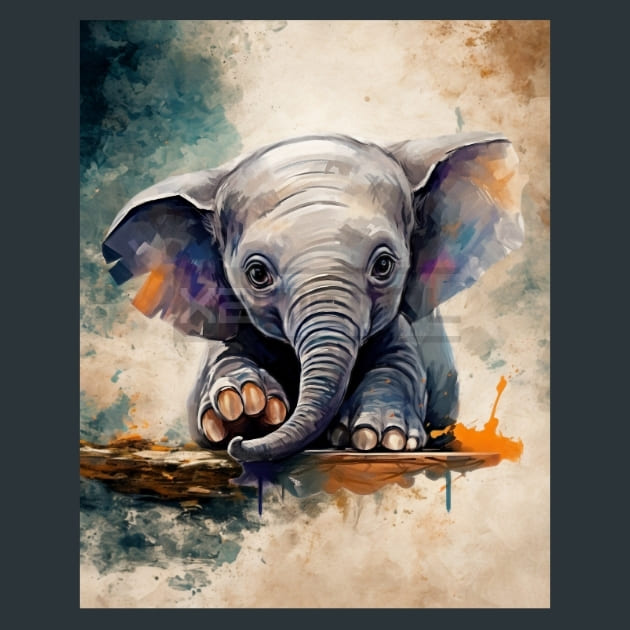 Baby Elephant 22 Metal Wall Art and Desktop Mouse Pad by X2Metal