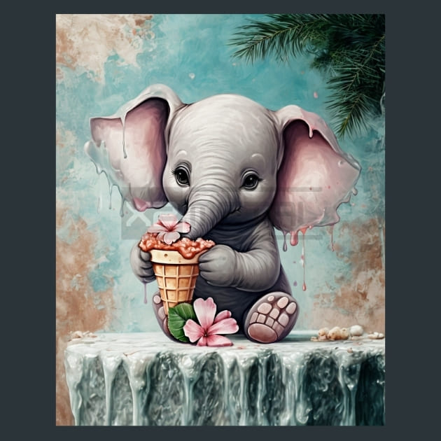 Baby Elephant 25 Metal Wall Art and Desktop Mouse Pad by X2Metal