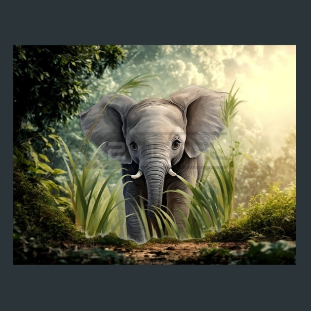 Baby Elephant 6 Metal Wall Art and Desktop Mouse Pad by X2Metal