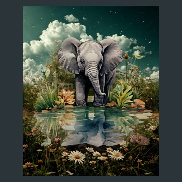Baby Elephant 7 Metal Wall Art and Desktop Mouse Pad by X2Metal