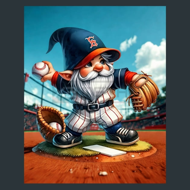 Baseball Gnome 11 Metal Wall Art and Desktop Mouse Pad by X2Metal