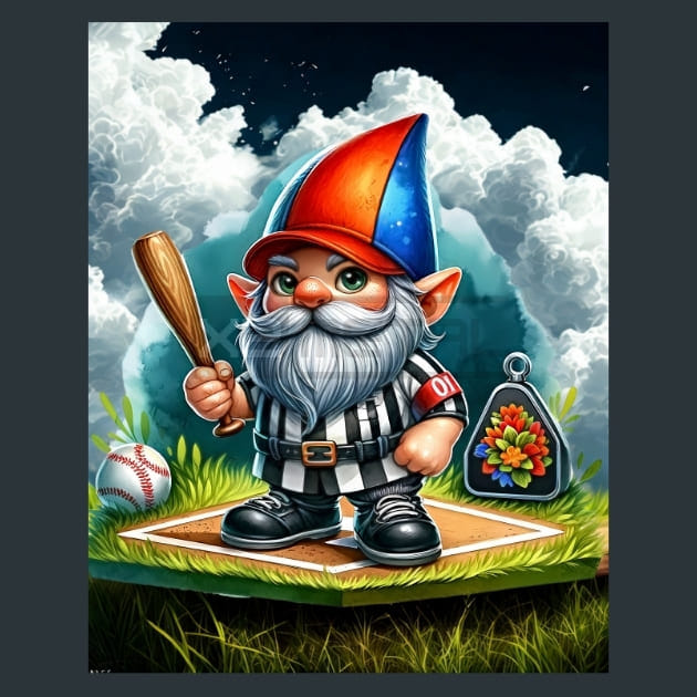 Baseball Gnome 12 Metal Wall Art and Desktop Mouse Pad by X2Metal