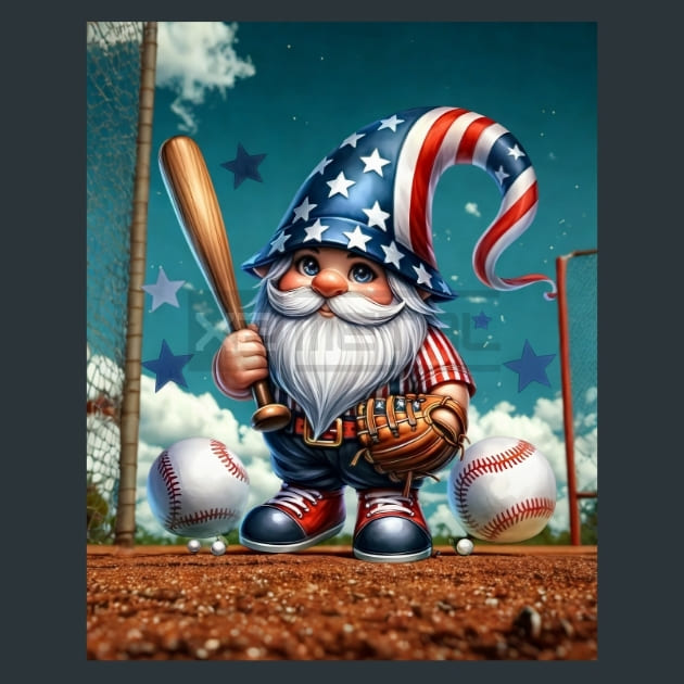 Baseball Gnome 14 Metal Wall Art and Desktop Mouse Pad by X2Metal