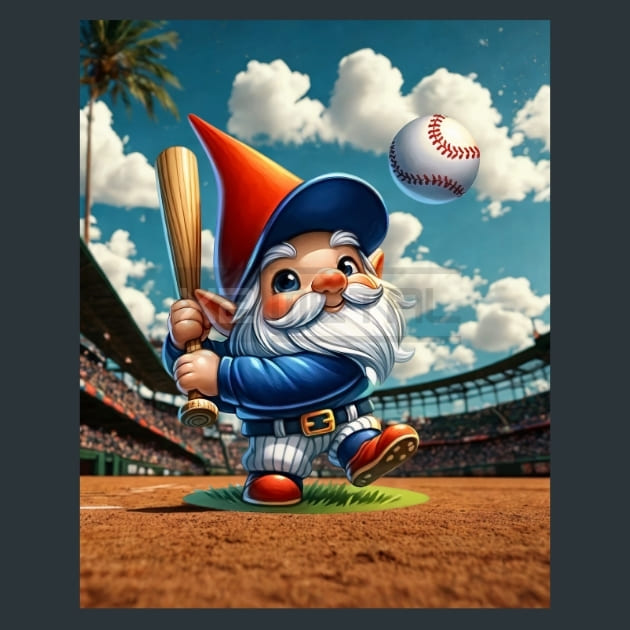 Baseball Gnome 15 Metal Wall Art and Desktop Mouse Pad by X2Metal