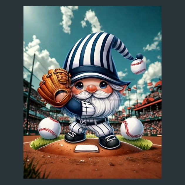 Baseball Gnome 16 Metal Wall Art and Desktop Mouse Pad by X2Metal