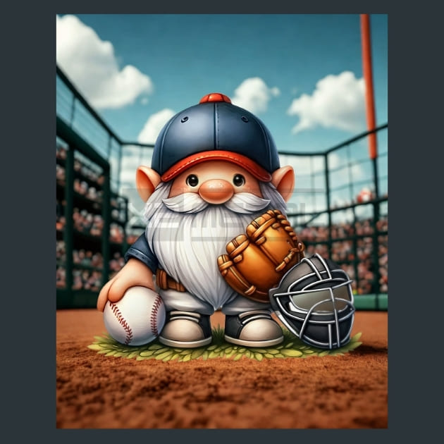 Baseball Gnome 17 Metal Wall Art and Desktop Mouse Pad by X2Metal