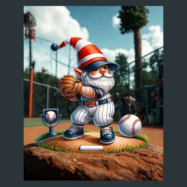 Baseball Gnome 18 Metal Wall Art and Desktop Mouse Pad by X2Metal