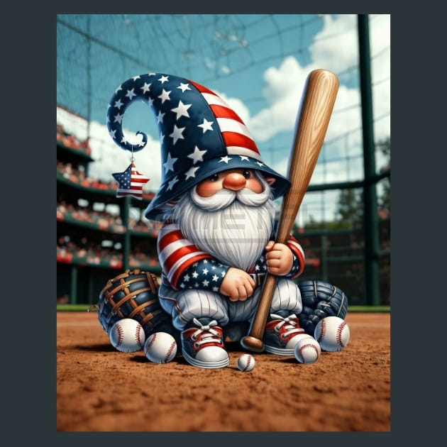 Baseball Gnome 19 Metal Wall Art and Desktop Mouse Pad by X2Metal