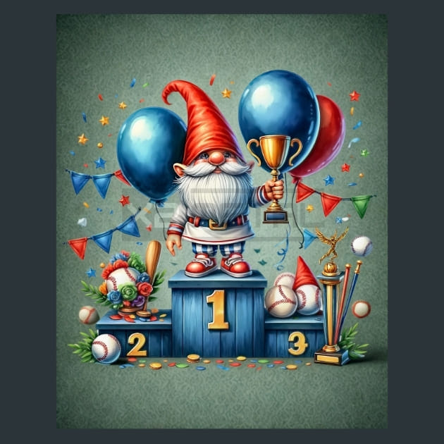 Baseball Gnome 1 Metal Wall Art and Desktop Mouse Pad by X2Metal