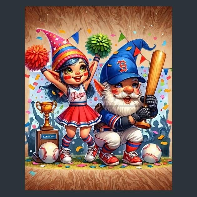 Baseball Gnome 2 Metal Wall Art and Desktop Mouse Pad by X2Metal