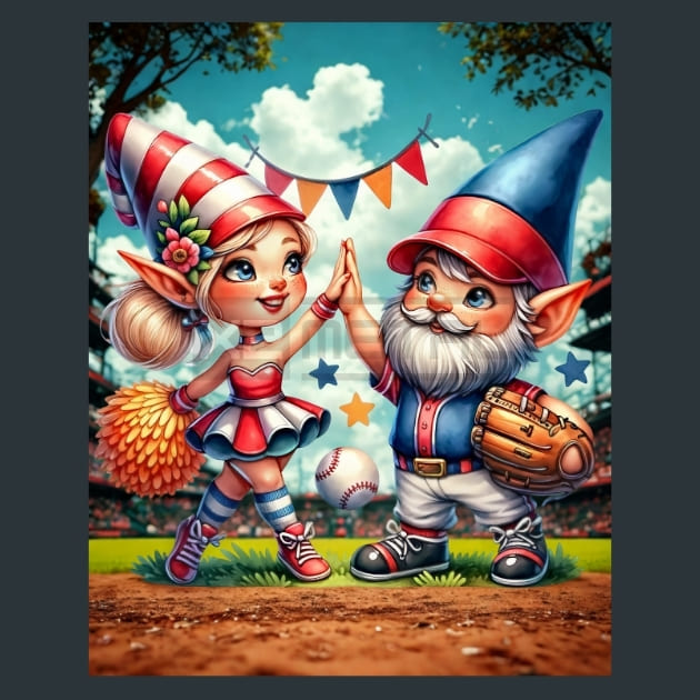 Baseball Gnome 3 Metal Wall Art and Desktop Mouse Pad by X2Metal