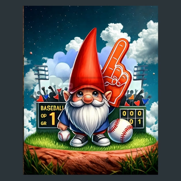 Baseball Gnome 6 Metal Wall Art and Desktop Mouse Pad by X2Metal