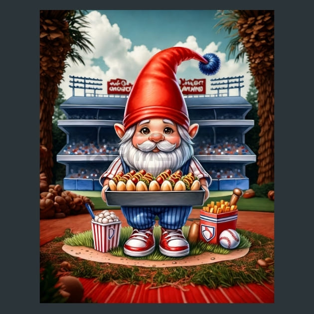 Baseball Gnome 7 Metal Wall Art and Desktop Mouse Pad by X2Metal