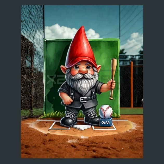 Baseball Gnome 9 Metal Wall Art and Desktop Mouse Pad by X2Metal