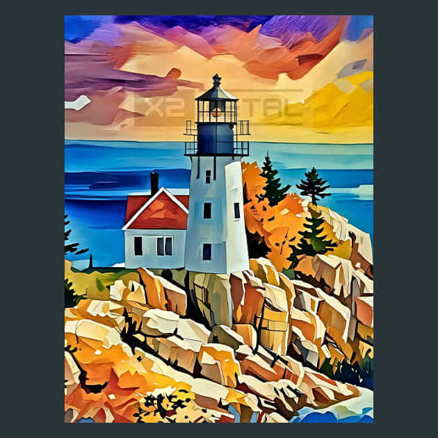 Bass Harbor Head Light Metal Wall Art and Desktop Mouse Pad by X2Metal