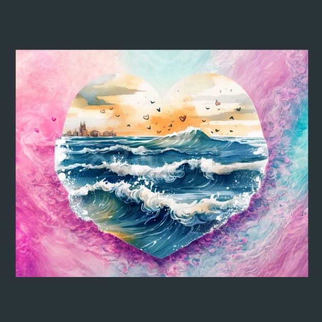 Beach Heart 29 Metal Wall Art and Desktop Mouse Pad by X2Metal