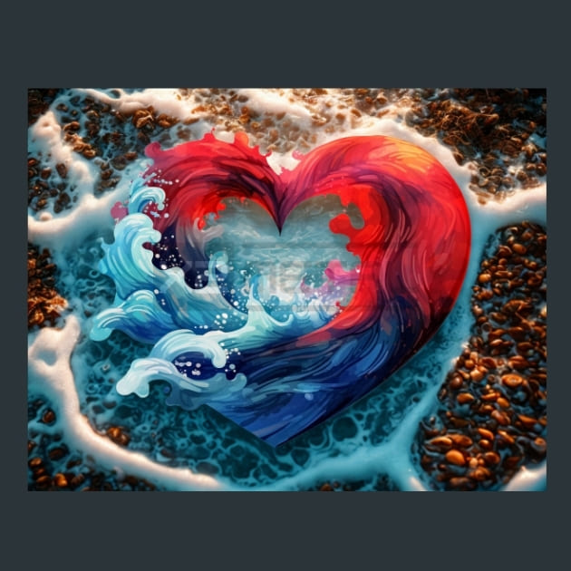 Beach Heart 3 Metal Wall Art and Desktop Mouse Pad by X2Metal