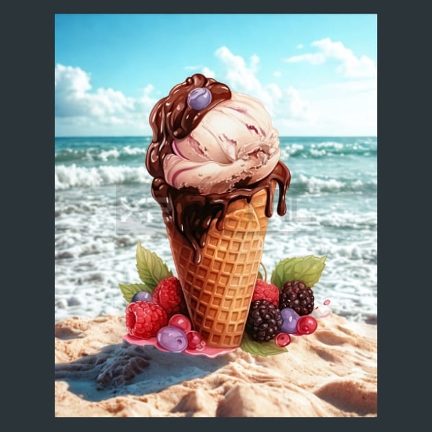 Beach Ice Cream 15 Metal Wall Art and Desktop Mouse Pad by X2Metal