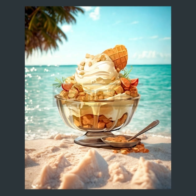 Beach Ice Cream 23 Metal Wall Art and Desktop Mouse Pad by X2Metal