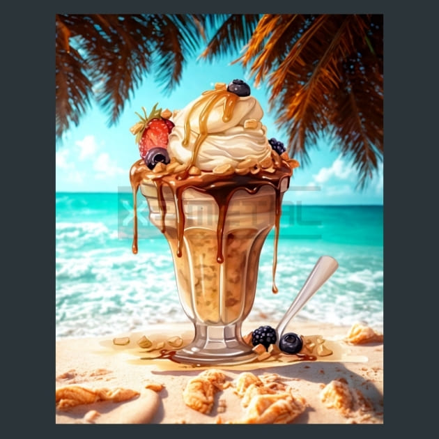Beach Ice Cream 24 Metal Wall Art and Desktop Mouse Pad by X2Metal
