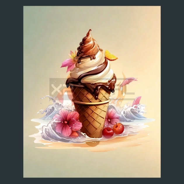 Beach Ice Cream 5 Metal Wall Art and Desktop Mouse Pad by X2Metal