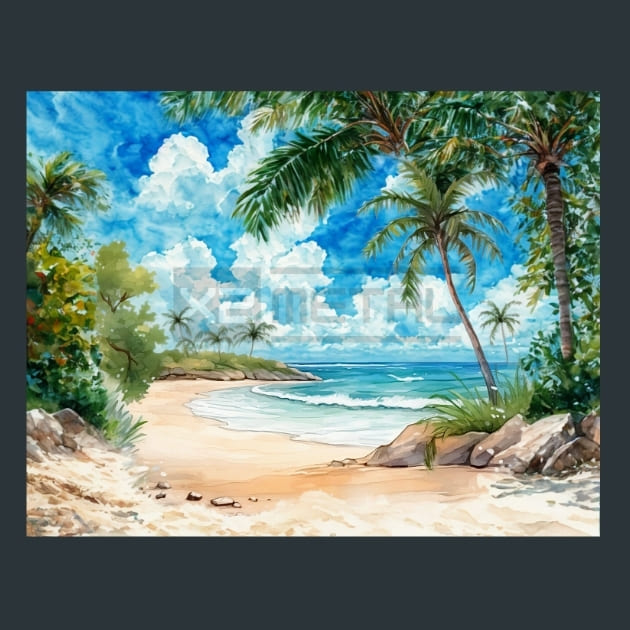 Beach Scene 1 Metal Wall Art and Desktop Mouse Pad by X2Metal