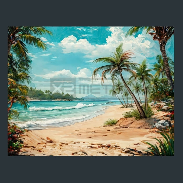 Beach Scene 6 Metal Wall Art and Desktop Mouse Pad by X2Metal