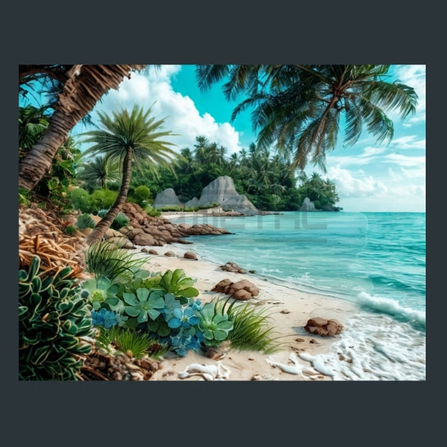 Beach Scene 7 Metal Wall Art and Desktop Mouse Pad by X2Metal