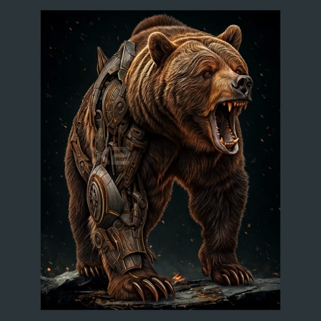 Bear Mechanimals Metal Wall Art and Desktop Mouse Pad by X2Metal