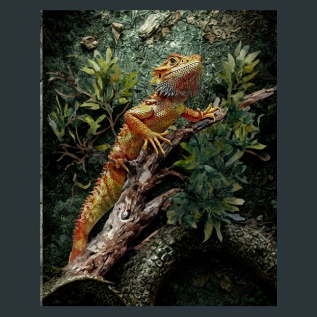 Bearded Dragon 3 Metal Wall Art and Desktop Mouse Pad by X2Metal