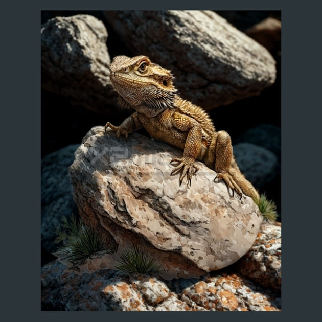 Bearded Dragon 5 Metal Wall Art and Desktop Mouse Pad by X2Metal