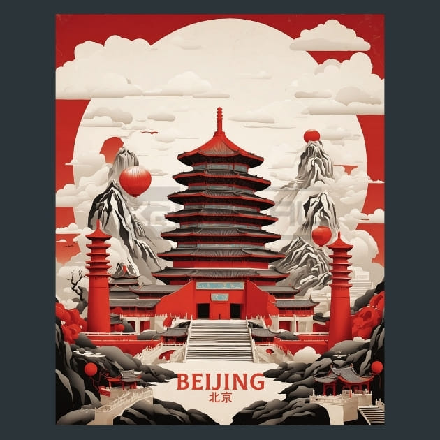 Beijing 2 China Metal Wall Art and Desktop Mouse Pad by X2Metal
